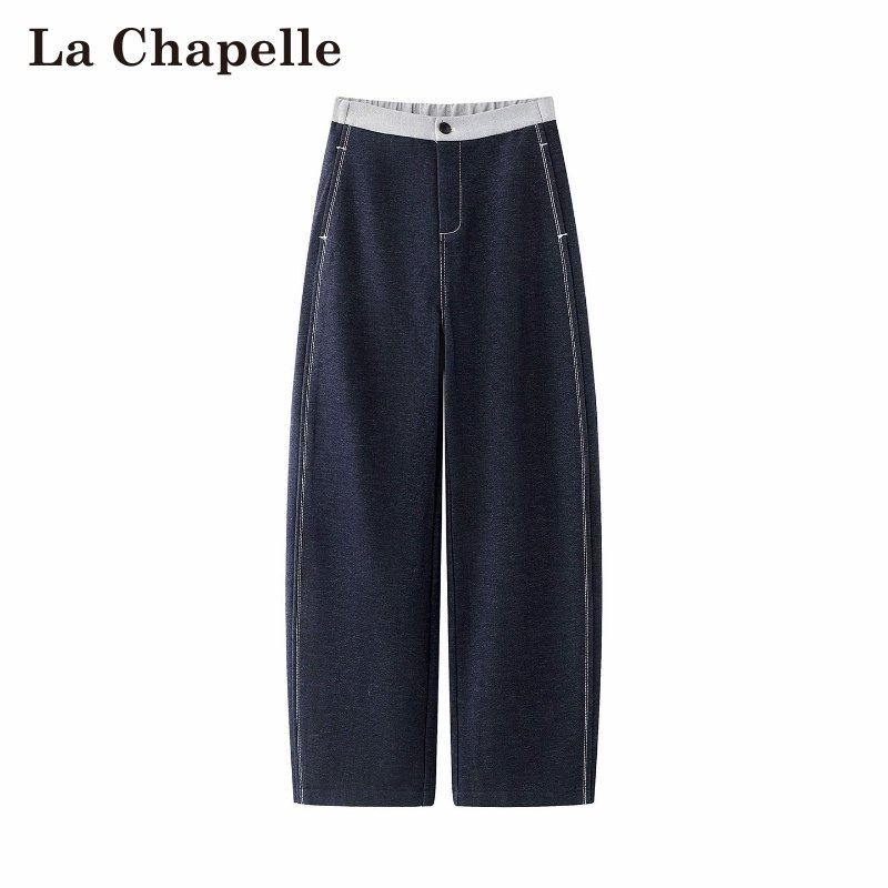 拉夏贝尔/La Chapelle秋冬新款时尚撞色加绒高腰休闲百搭牛仔裤女,女装/女士精品,牛仔裤,淘宝优惠券,粉丝福利购,淘宝优惠卷