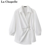V领法式 Chapelle气质通勤白色衬衫 新款 收腰上衣 春季 拉夏贝尔