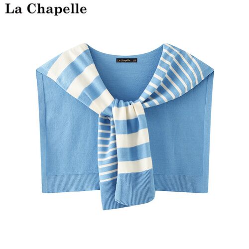 拉夏贝尔/La Chapelle新款条纹撞色小坎肩外搭百搭装饰针织披肩女