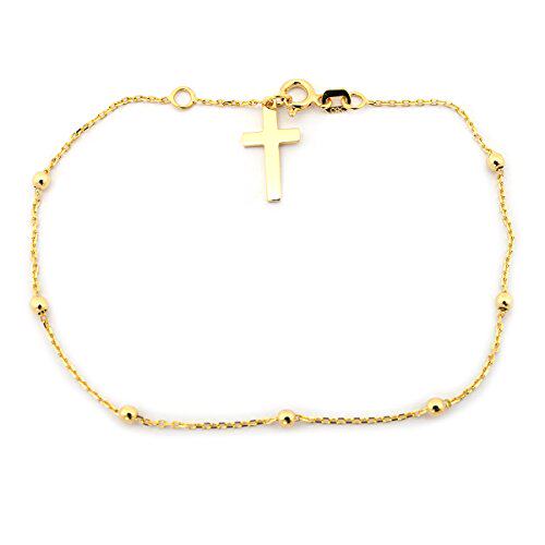 14k Yellow Gold Rosary Bead Cross Bracelet , 7.25 " 14K Jinmeiin the Accessories/Fashion Jewelry, Other Jewelry  category - from Buy2taobao.com to provide professional Taobao agent buy service