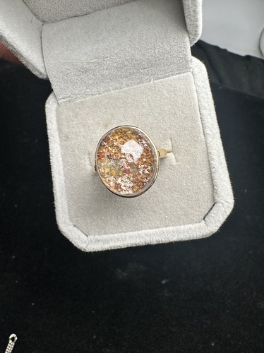 纯天然幽灵戒指 925银镶活口 石头尺寸14*16mm 重量6.6克 保真