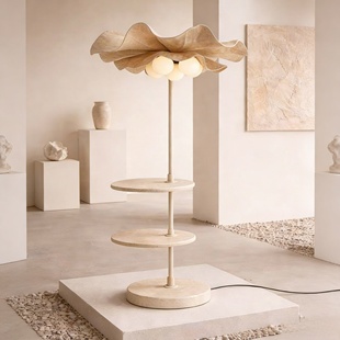 光与形造物所日式侘寂风客厅民宿叠层花朵简约艺术设计师落地灯