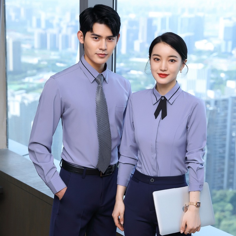 男女同款职业衬衫酒店前台服务员工作服气质ktv餐饮销售员工装秋