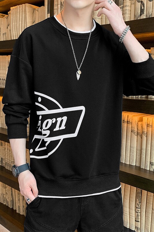 秋冬新款套头圆领时尚大码修身宽松T恤卫衣男XZ1415-2#W5505#,男装卫衣,星座301D-4(原星座1004-4）