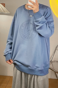 新款秋冬圆领港风大码宽松外套时尚套头卫衣XZ1415-2#W5510#图片