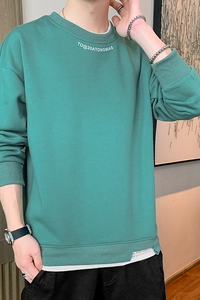秋冬新款套头圆领时尚大码修身宽松T恤卫衣男XZ1415-2#W5504#图片