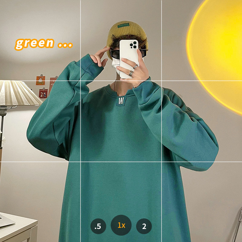秋冬新款模特图韩版大码港风男款圆领卫衣外套XZ1415-2#W5509#图片