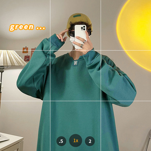秋冬新款模特图韩版大码港风男款圆领卫衣外套XZ1415-2#W5509#图片
