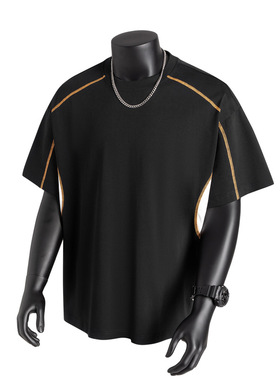 cleanfit线条解构拼接短袖男款夏季美式小领口短袖高级感痞帅