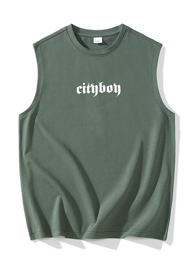 无袖t恤男士夏季薄款潮牌潮流宽松坎肩上衣健身运动篮球背心男款