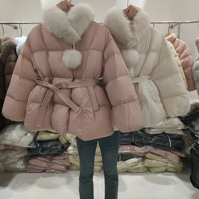 狐狸毛围脖收腰款羽绒服女外套