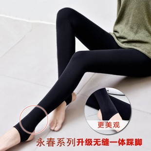 包邮永春千纸鹤保暖裤女加绒棉裤一体高腰修身踩脚打底裤外穿冬季
