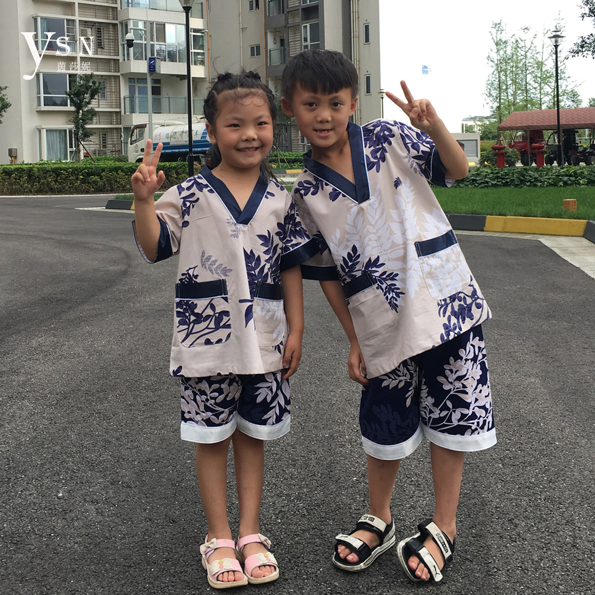 儿童 汗蒸服/浴服 纯棉 全棉 小儿按摩居家服 短 女童 定制 会所图片