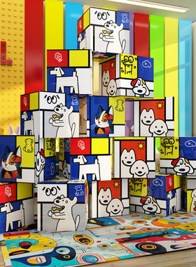 蒙德里安画室场景氛围布置美术教室环创画展墙面装饰贴画盒子材料