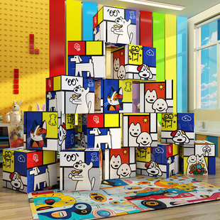 蒙德里安画室场景氛围布置美术教室环创画展墙面装饰贴画盒子材料