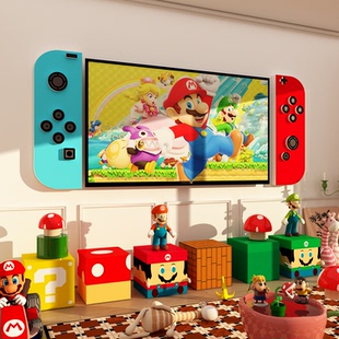 马里奥贴纸儿童房间布置游戏手柄墙面装饰switch任天堂电视机背景