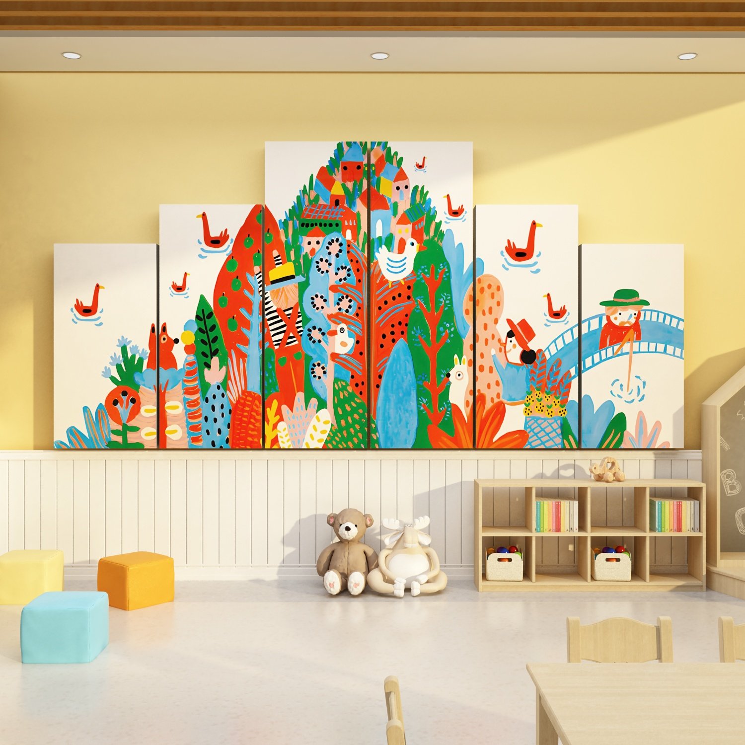 画室布置美术室幼儿园文化墙面装饰开新学期环创主题背景墙贴成品