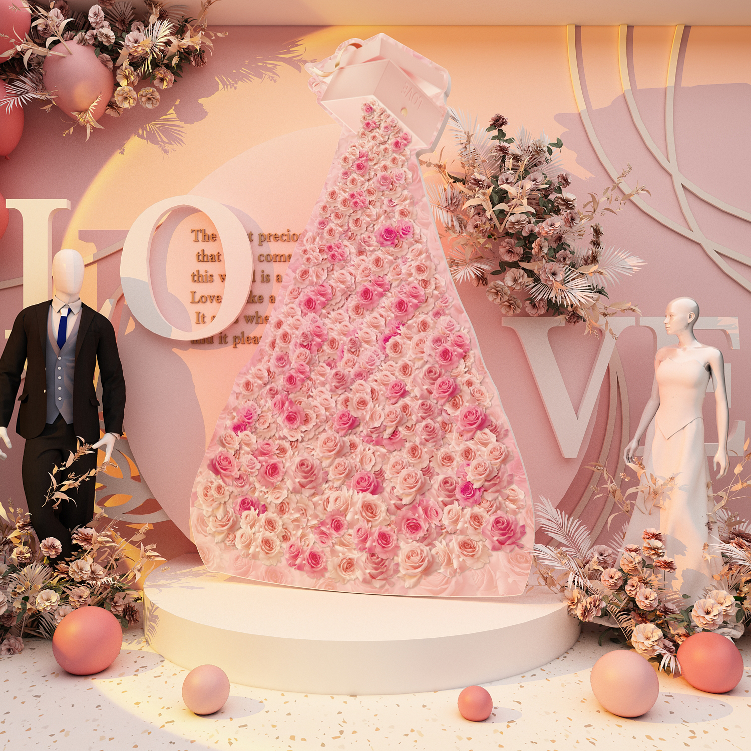 网红婚介所公司墙面装饰婚纱店婚恋婚庆橱窗背场景形象打卡造布置