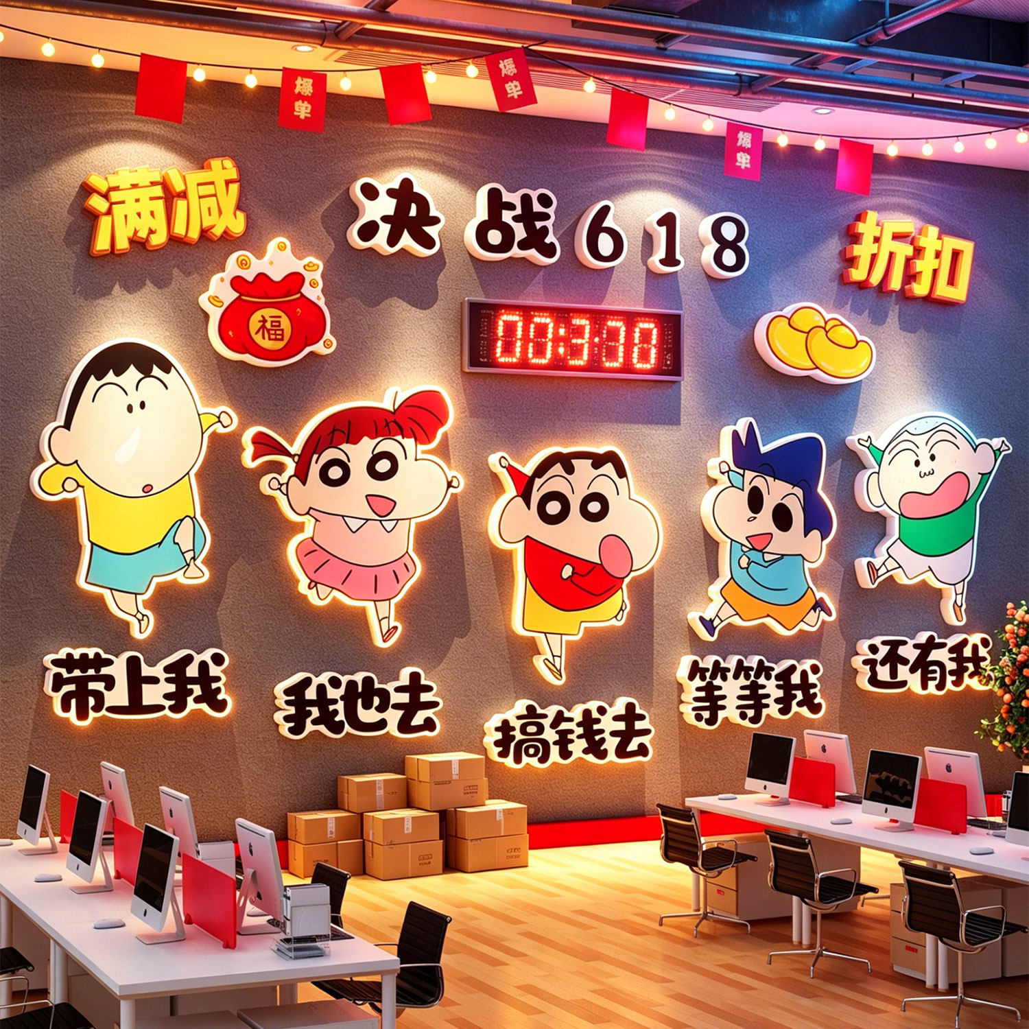办公室墙面装饰618氛围布置高级感励志电商直播公司企业文化墙贴
