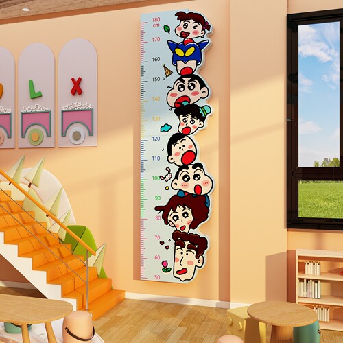 蜡笔小新身高测量墙贴儿童房间布置装饰画公主男女孩床头面3d立体