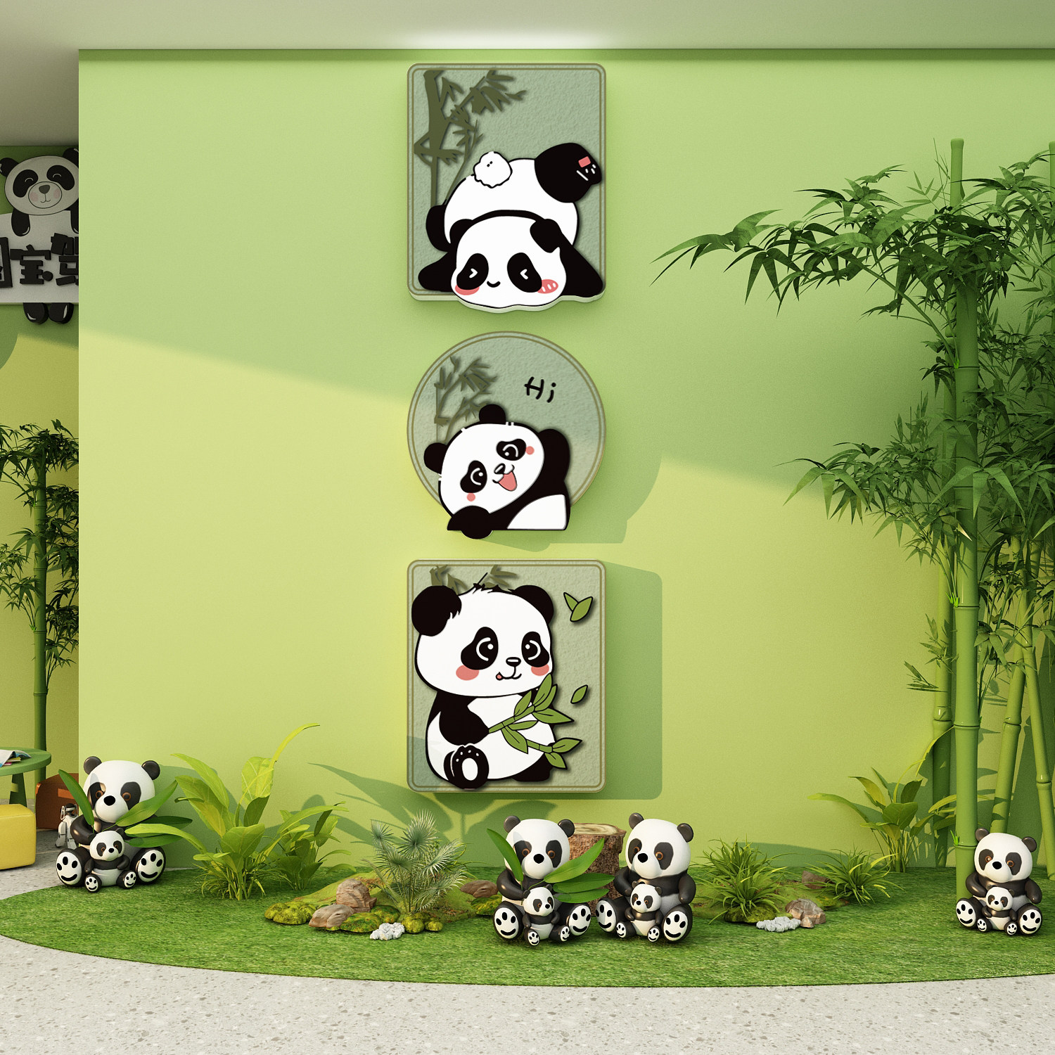 熊猫主题环创幼儿园春天季墙面装饰材料成品开学场景布置托管班贴,家居饰品,软装墙贴,淘宝优惠券,粉丝福利购,淘宝优惠卷