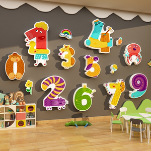 幼儿园数学角字母环创主题文化墙贴纸画思维教室托管班级机构布置