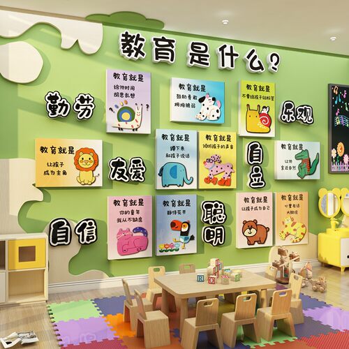 幼儿园开学环创托管班文化墙贴
