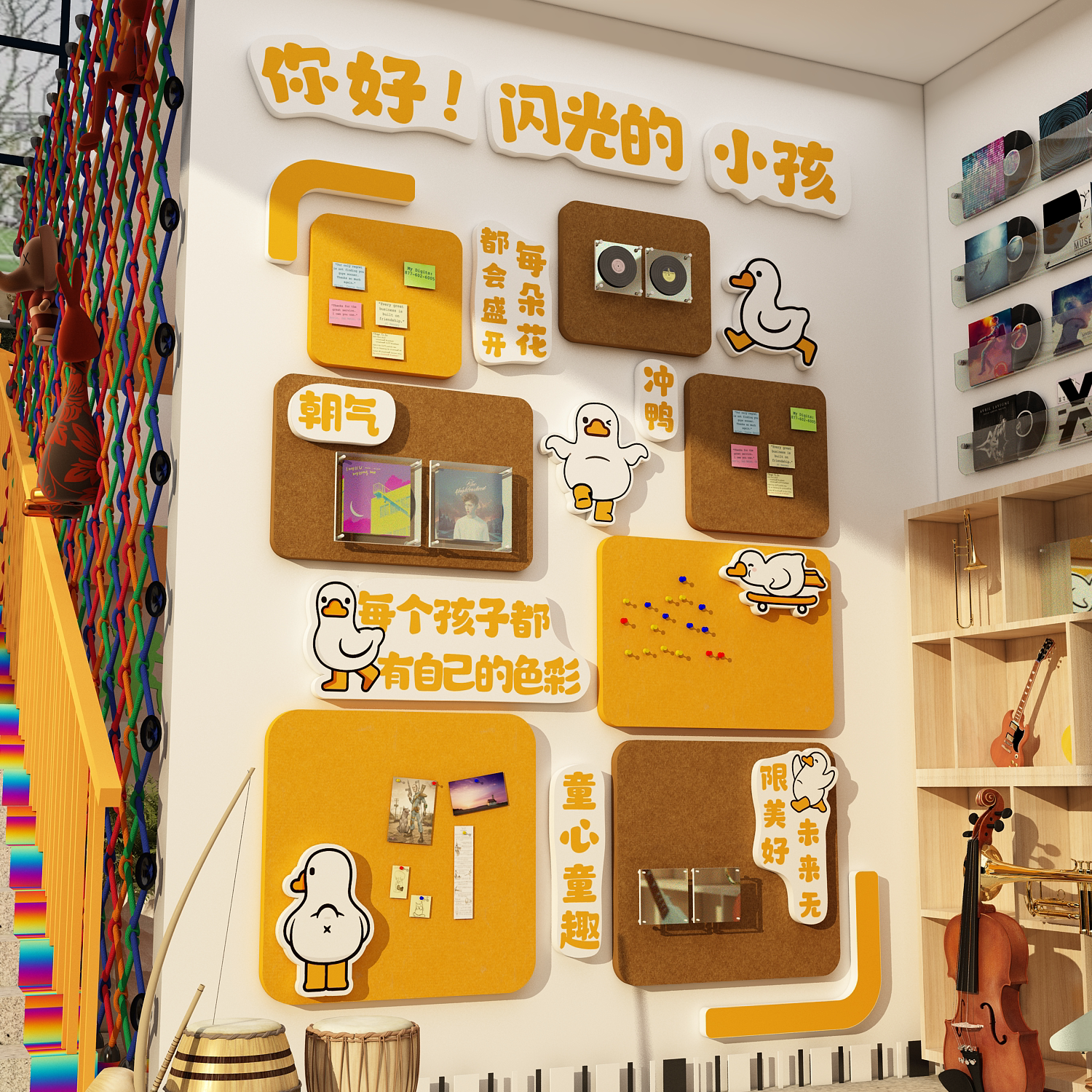 音乐教室墙面装饰品钢琴房布置行音符文化培训机构照片幼儿园环创