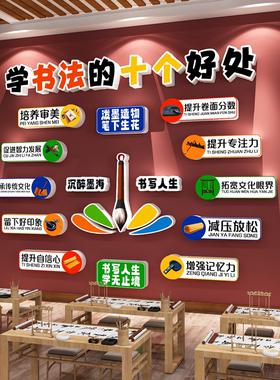 书法教室布置装饰硬笔培训机构班级墙面环创氛围文化背景贴纸挂画