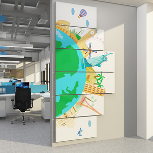 办公室墙面装饰画公司旅行社门店前台背景形象企业文化墙氛围布置
