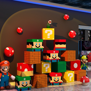 网吧电竞馆房间墙面装 饰布置超级玛丽马里奥海报挂画3d立体贴背景