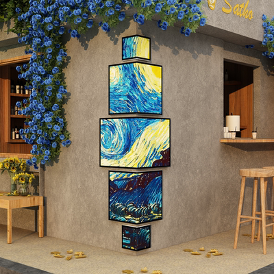 咖啡店墙面装饰厅馆角氛围布置网红打卡造景门口吸引人梵高拐转角