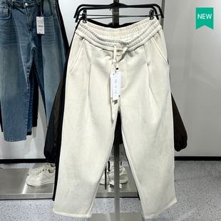 秋冬新款 休闲长裤 男装 厚款 松紧腰绒面质感加绒阔腿裤 柜329