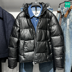 柜799！冬季新品男装仿皮棉服立领皮衣拉链夹克PU皮外套ZA8281313