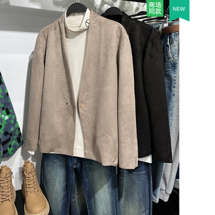 706男士 柜299 外套3548700 仿麂皮宽松西装 西服革面绒便西 男装