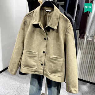 柜549！春季新品男装绒面质感效果口袋夹克绒面革外套3046555 916