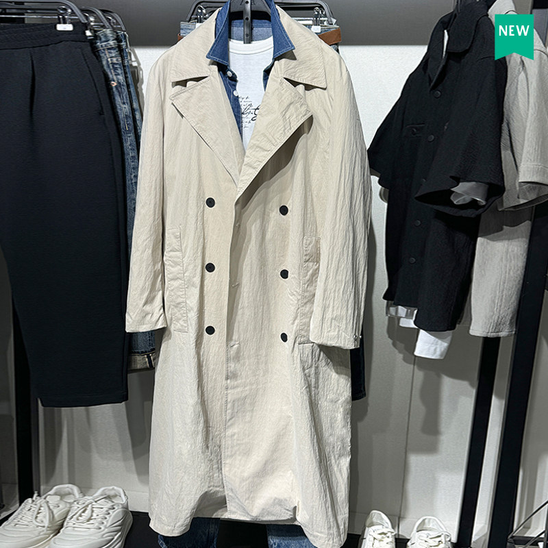 柜899！春季新款男装科技面料宽松大码长款风衣欧美简约轻薄大衣,男装,风衣,淘宝优惠券,粉丝福利购,淘宝优惠卷