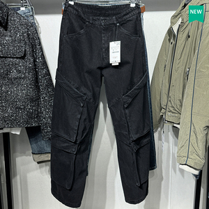 柜529！新品男装棉质黑色宽松水洗工装牛仔男士休闲长裤5575304