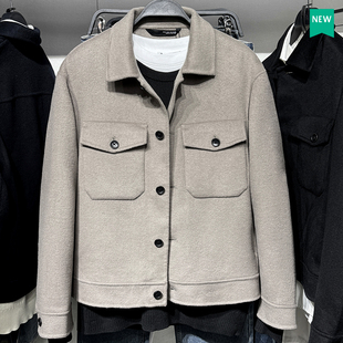 柜699！秋冬款男装双面毛呢夹克男士衬衫式羊毛混纺外套ZA5854404