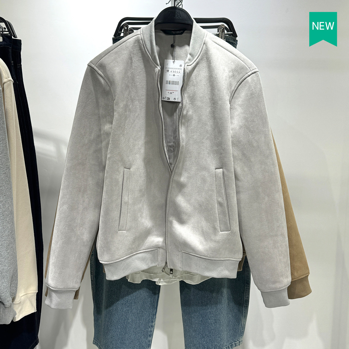 柜429！秋冬新品男装反绒皮效果飞行员夹克简约外套8574400 804