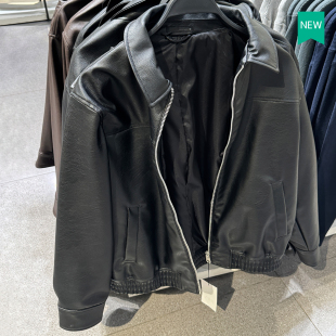 直筒仿皮飞行员拉链夹克PU皮外套4027400 柜429 男装 新品 800 秋季