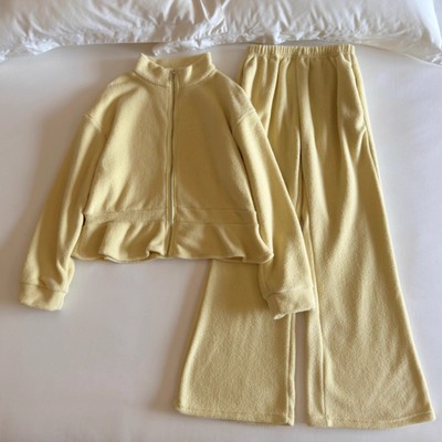 半边绒睡衣女加绒简约休闲可外穿