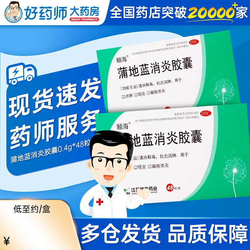 颐海 蒲地蓝消炎胶囊0.4g*48粒清热解毒抗炎消肿疖肿咽炎扁桃体炎