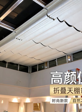 阳光房遮阳顶帘天棚帘轨道配件智能遮光玻璃电动阳光房天棚帘手动