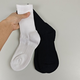 9双勾家毛巾底中高筒运动纯棉男女同款三双一卡