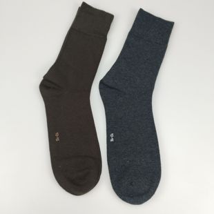 10双外贸松口男袜对目无骨中高筒纯色灰色咖色加大码休闲商务袜