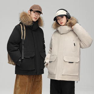 雪中飞羽2025冬季新款羽绒服男女同款防风羽绒防寒服加厚情侣外套