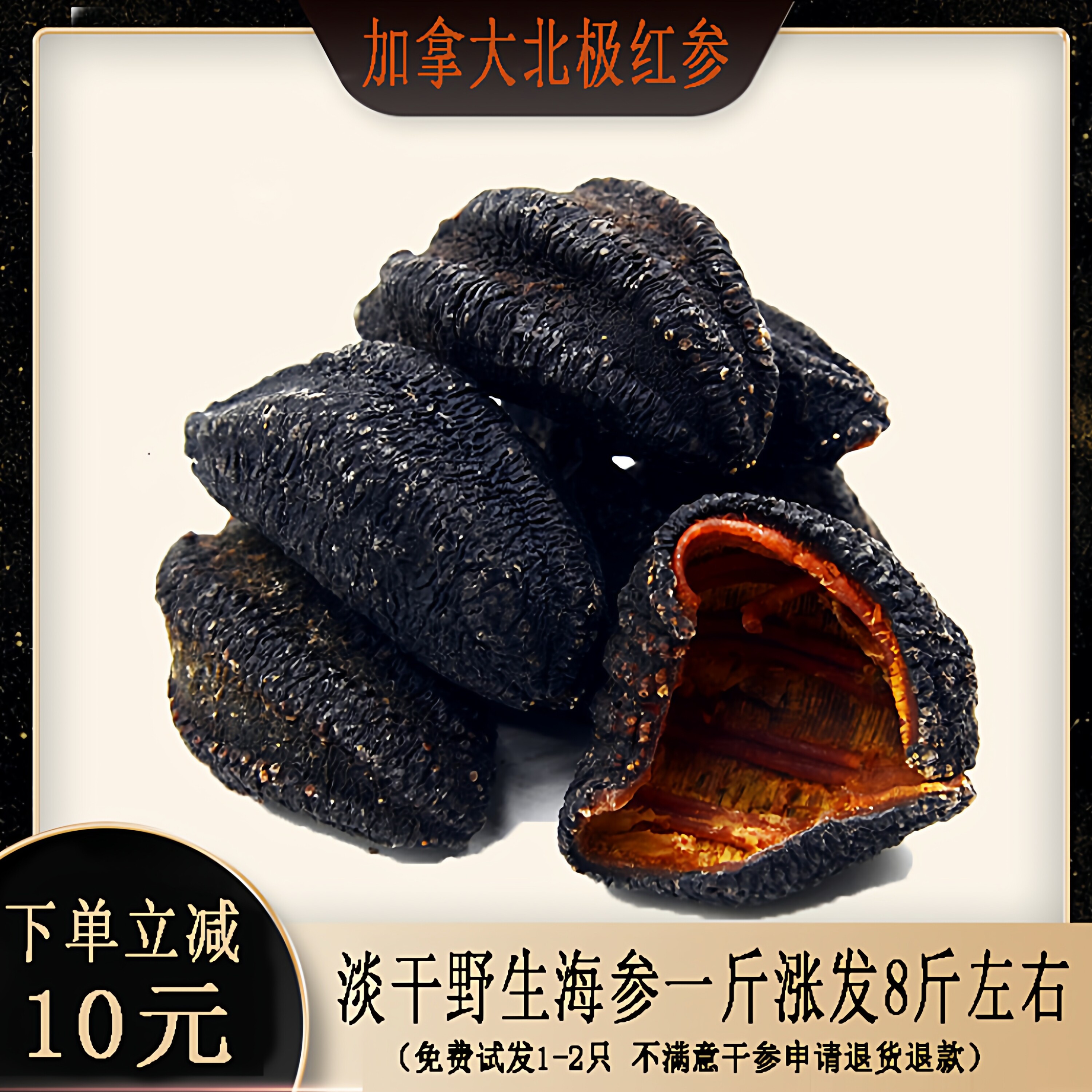 加拿大冰岛红极参500g包邮进口野生北极水产干散装淡干货刺参海渗