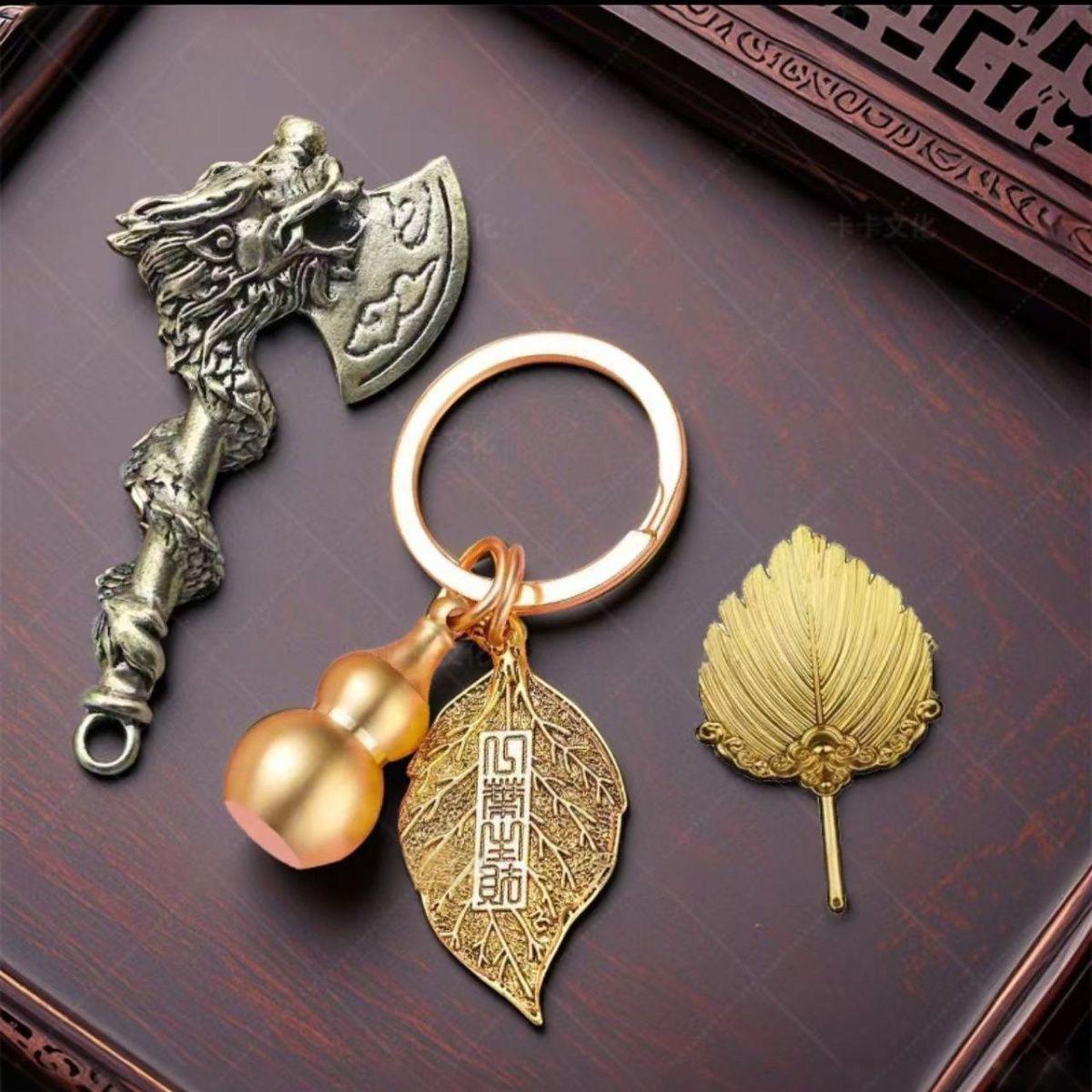 【师傅推荐】盘龙斧蒲枫叶钥匙扣挂件创意一夜生财葫芦男女礼物