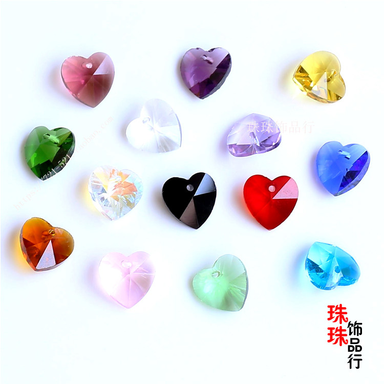 DIY手工饰品配件 心形玻璃切面珠编织花瓶工艺品桃心配珠水晶配饰
